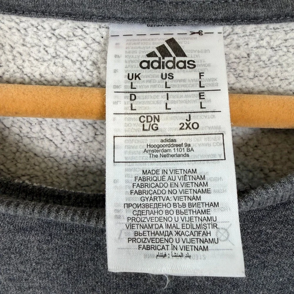 Adidas Essentials 3-Stripes‎ Crewneck Sweatshirt Mens Large Grey Fleece Pullover